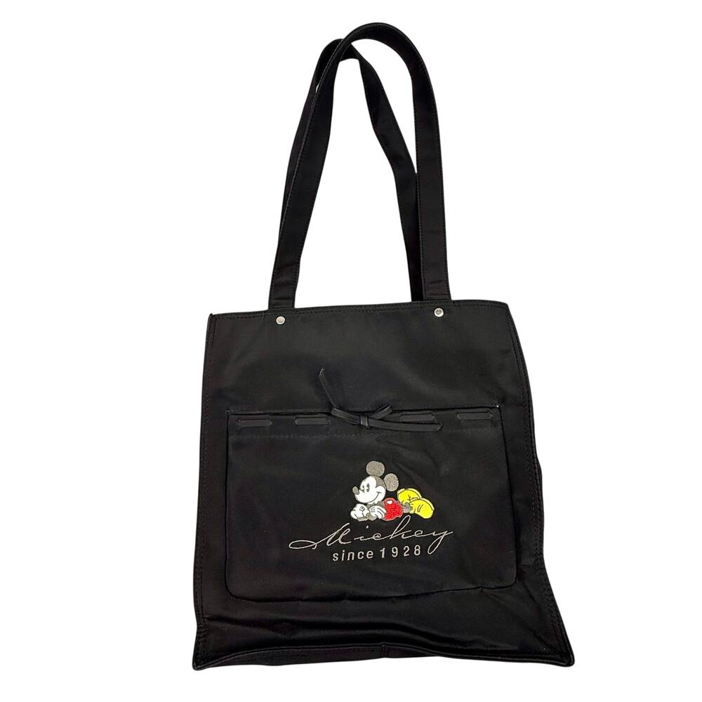 Vintage Disney Mickey Mouse Black Nylon Tote Bag Purse